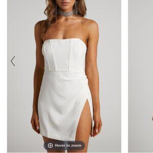 Showpo. White Strapless Dress | Size 6 | Like New!